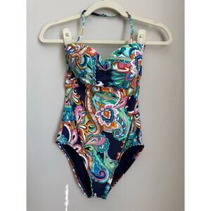 Tommy Bahama Multicolor Paisley Halter One Piece Swimsuit Size XS